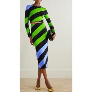 Carolina Herrera Knit Pencil Skirt in Lawn Green Multi XS